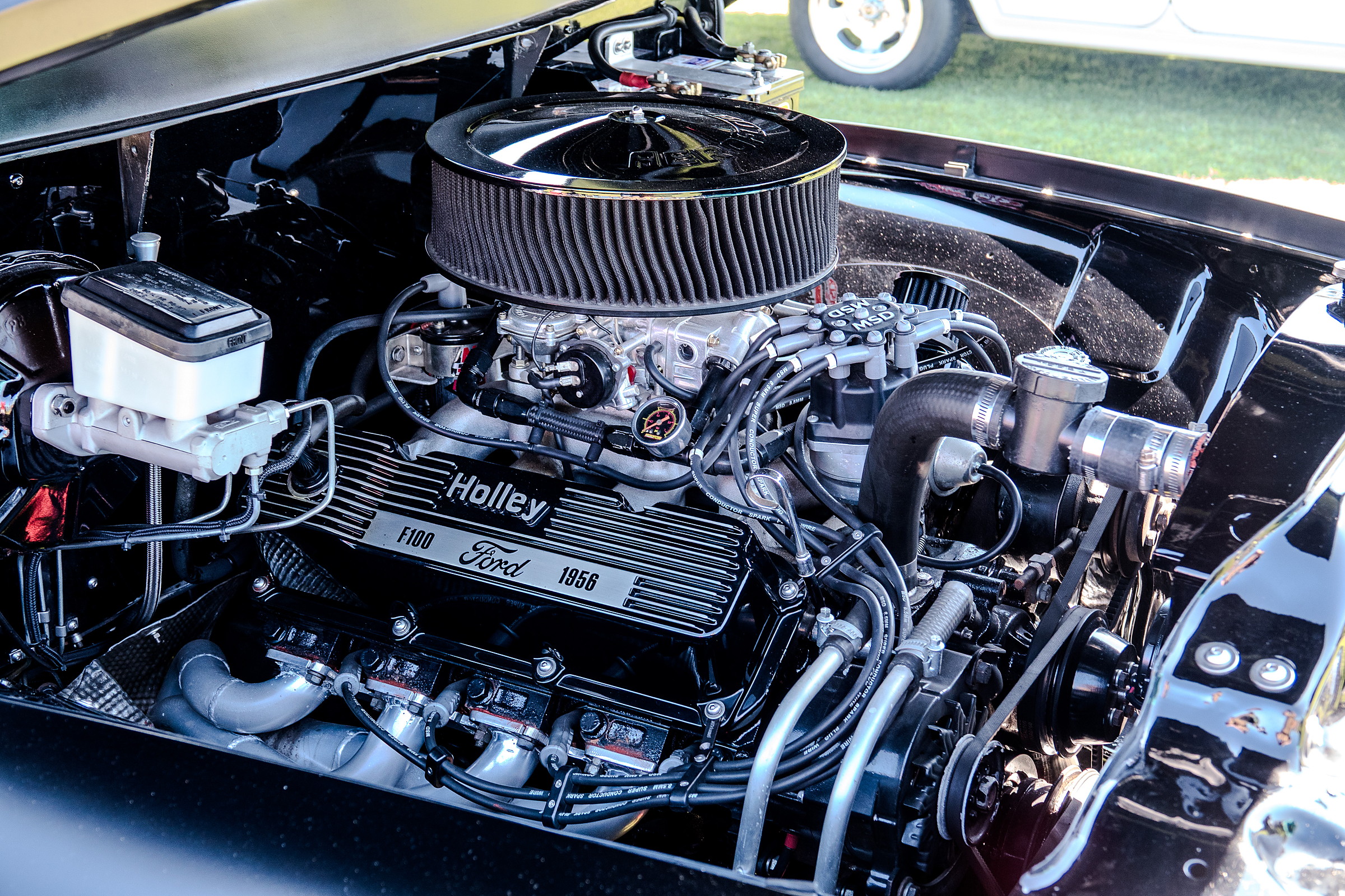 Restored 1956 Ford F100 engine bay